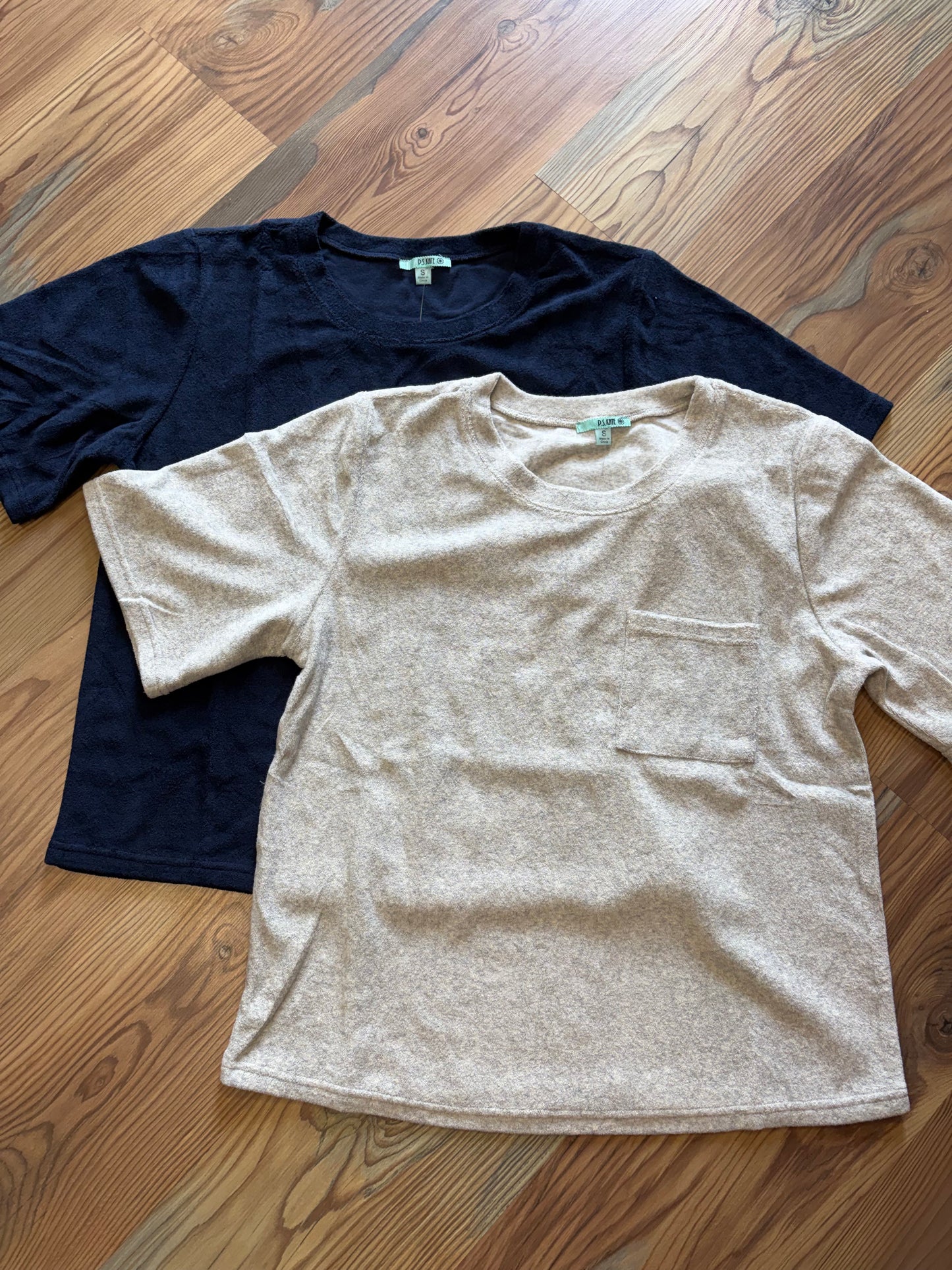 Navy Terry Crop T