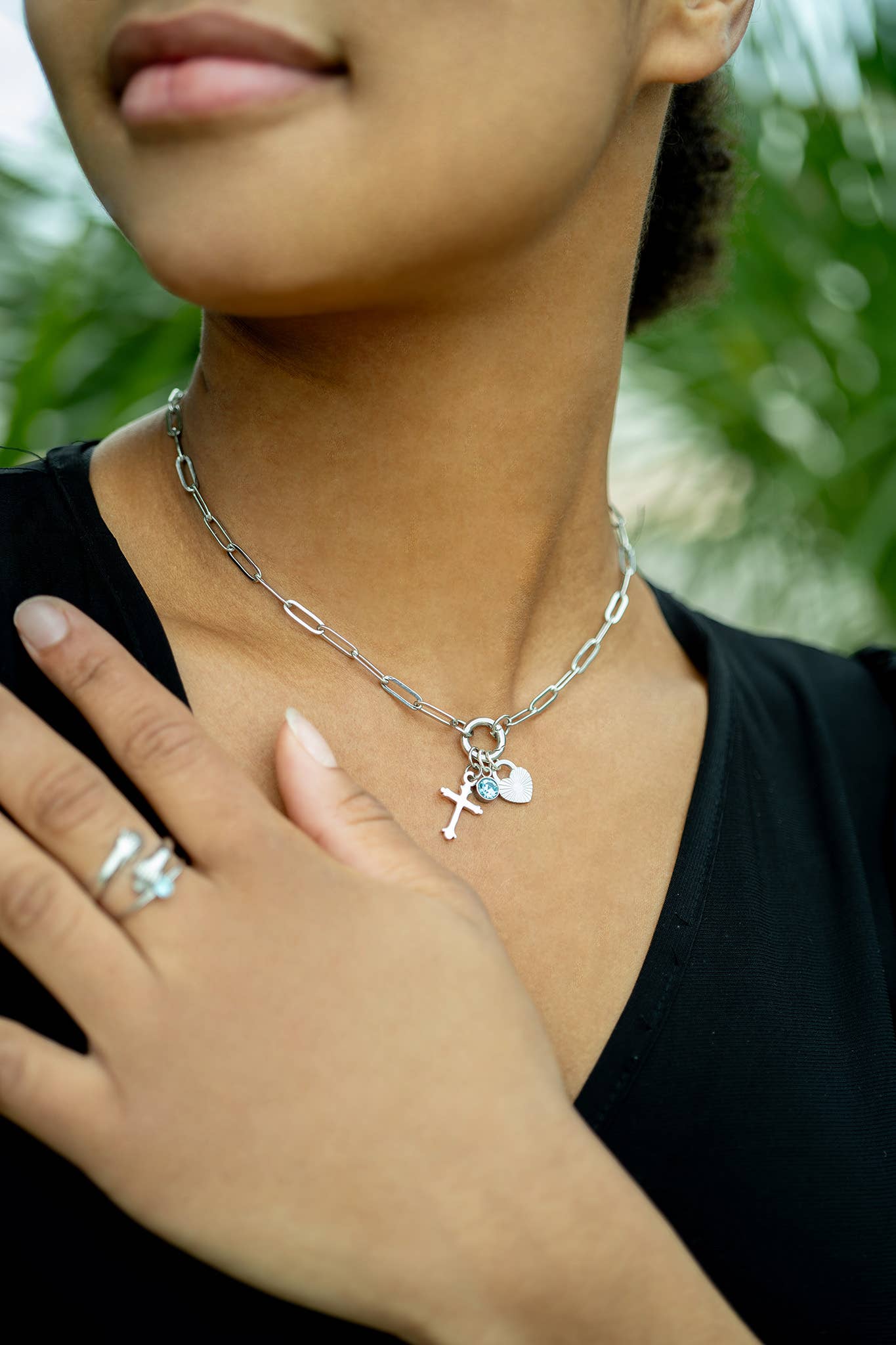 Circle Charm Paperclip Necklace