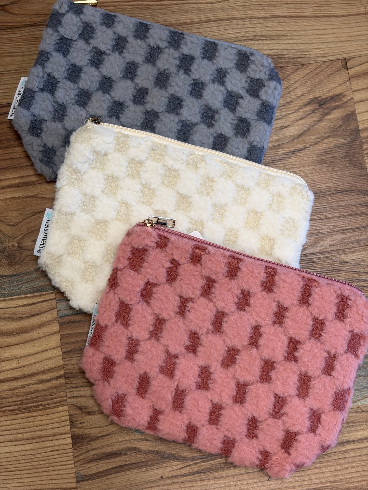 Fuzzy Checkered Pouch