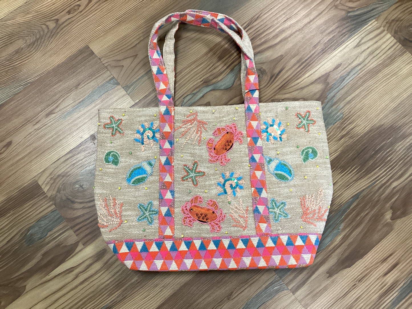 Crab Large Beaded Tote