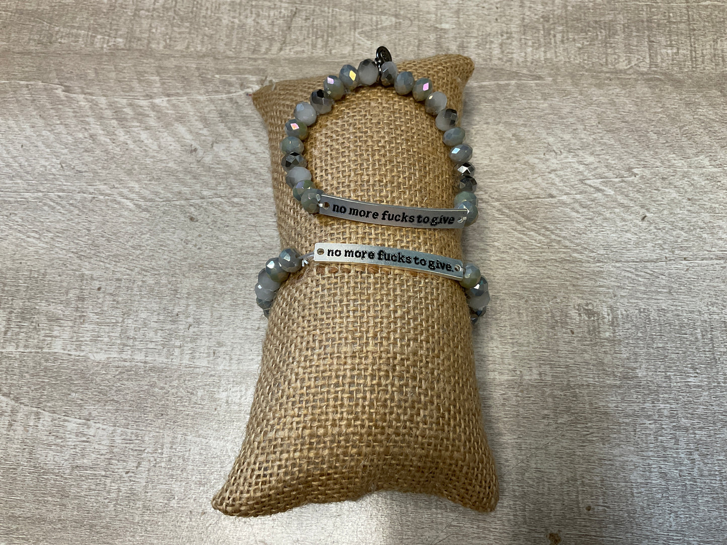 No More Fucks Silver Stretch Bracelet