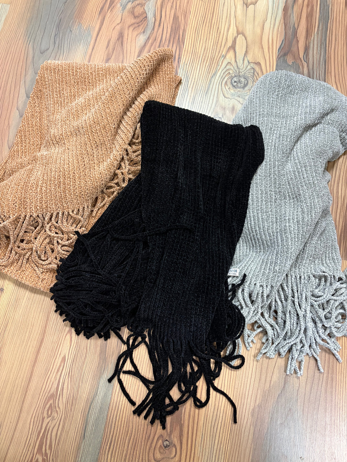 Grey Chenille Scarf