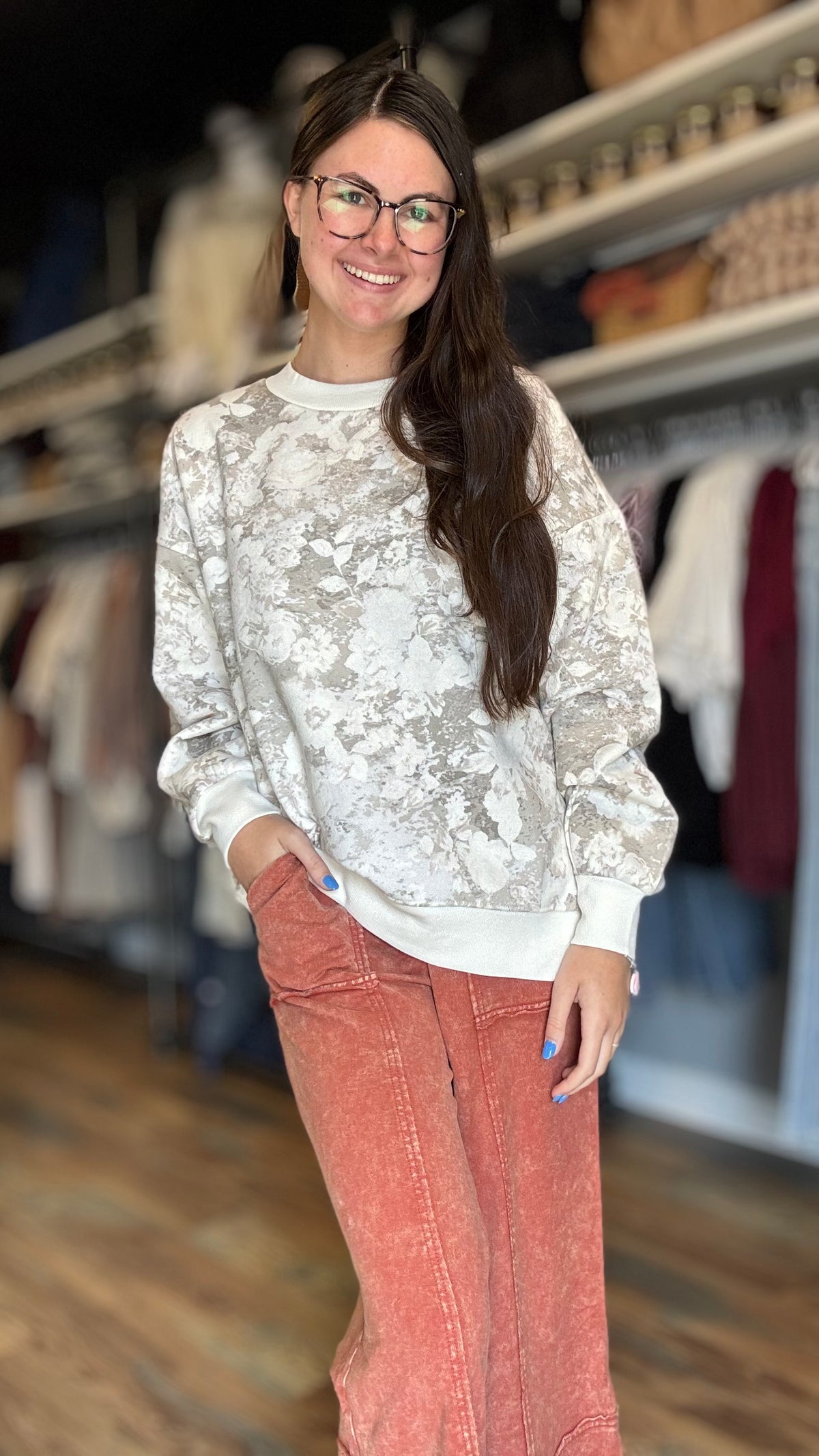 Rust Mineral Wash Wide Leg Pants