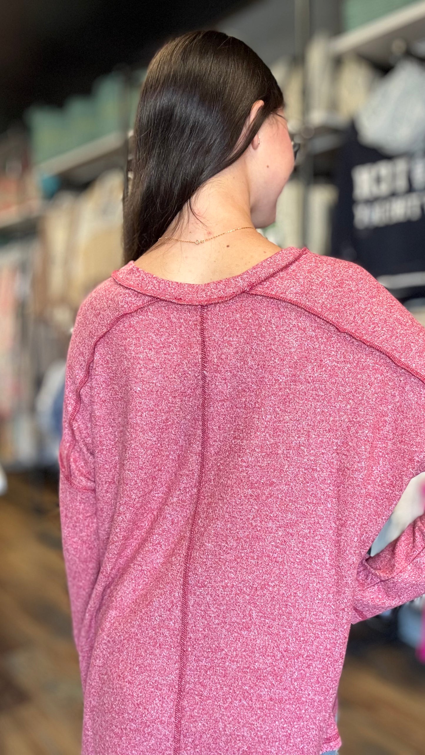 Red Softy Hacci Long Sleeve Zenana