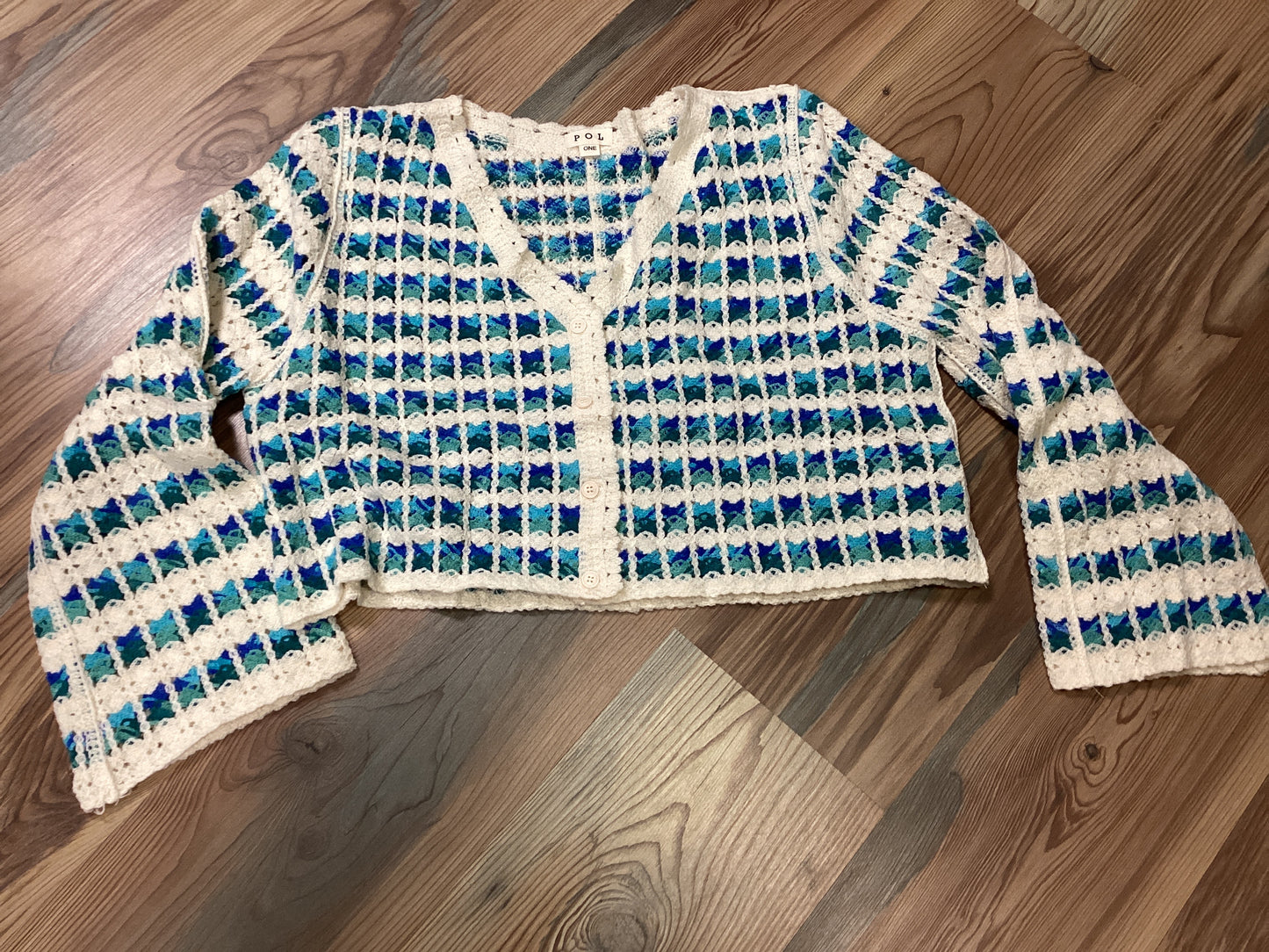 Blue Cropped Crochet Cardi