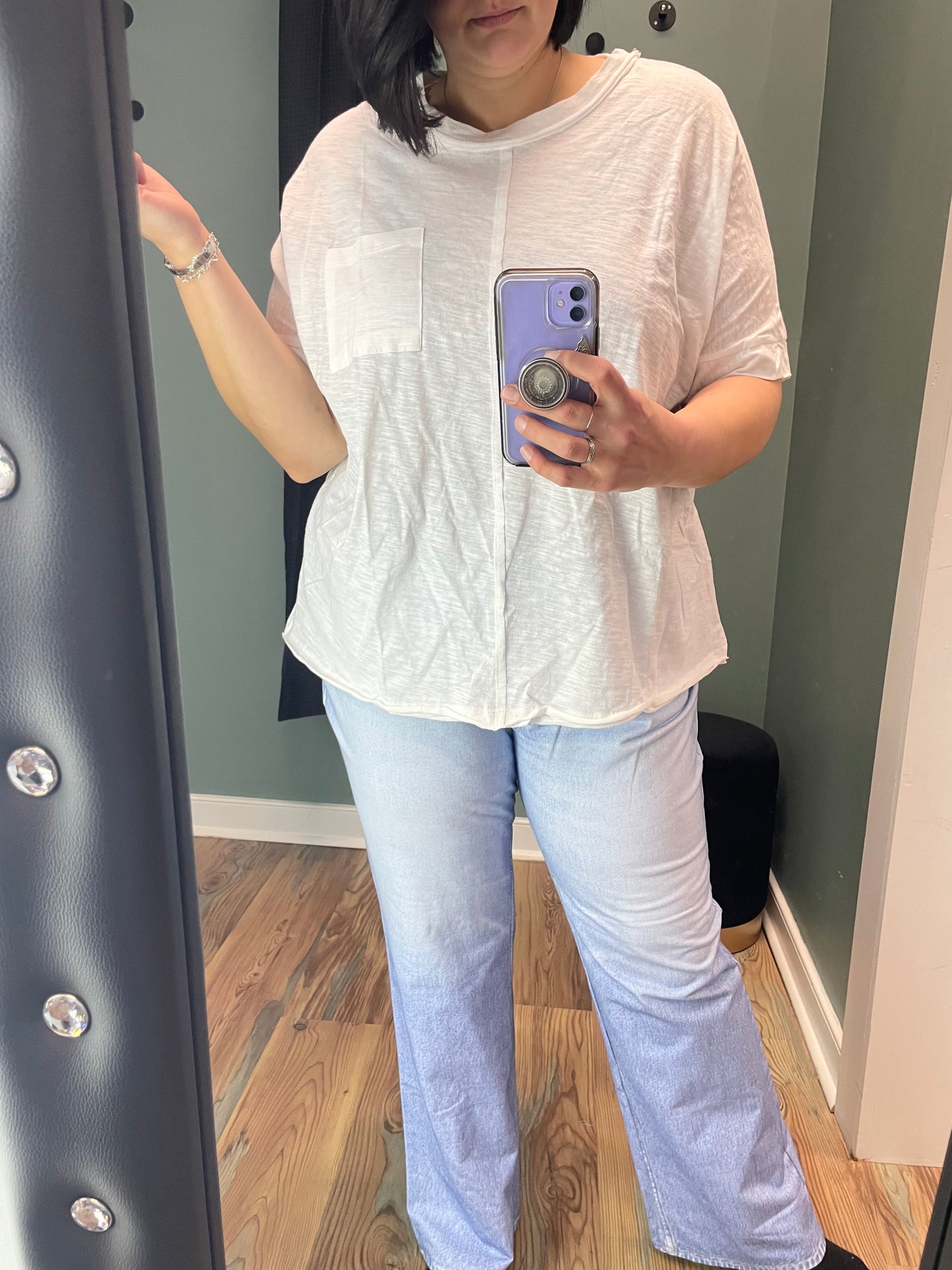 Zenim Pull On Straight Leg Light Denim