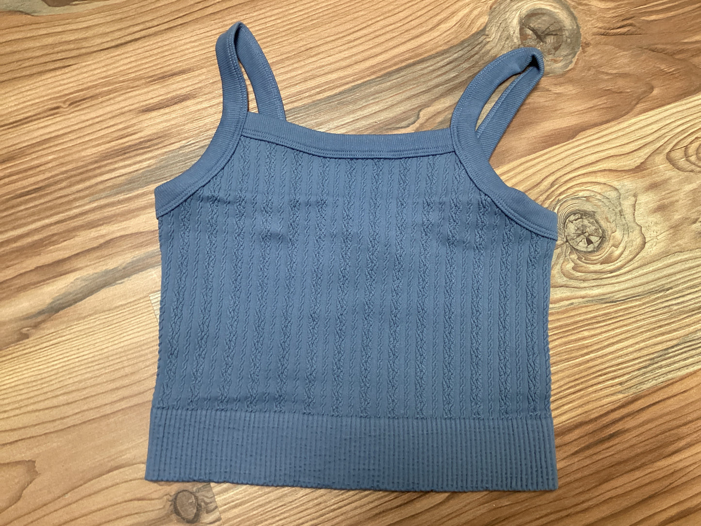 Blue Cable Ribbed Bralette