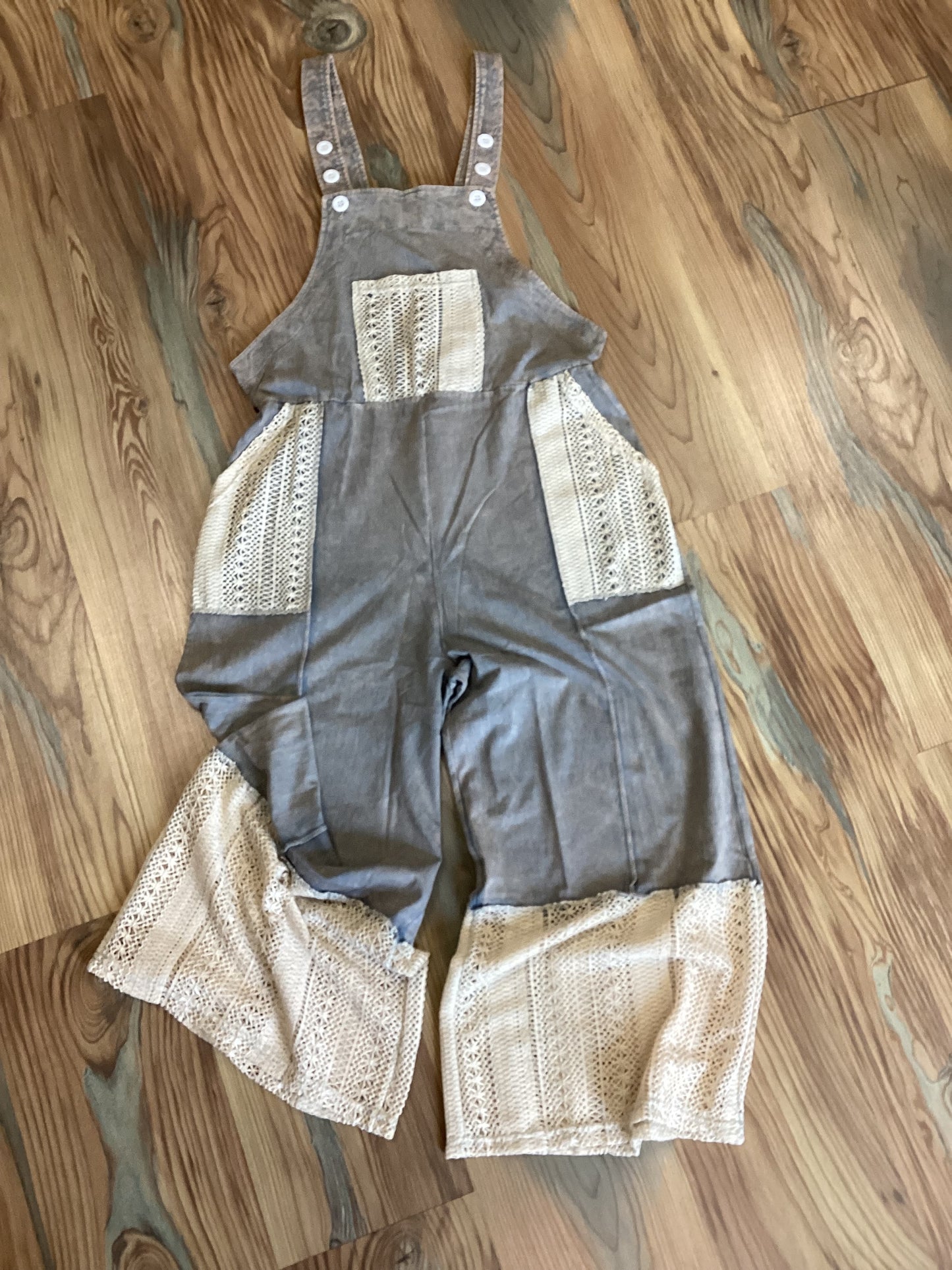 Acid Wash Crochet Romper