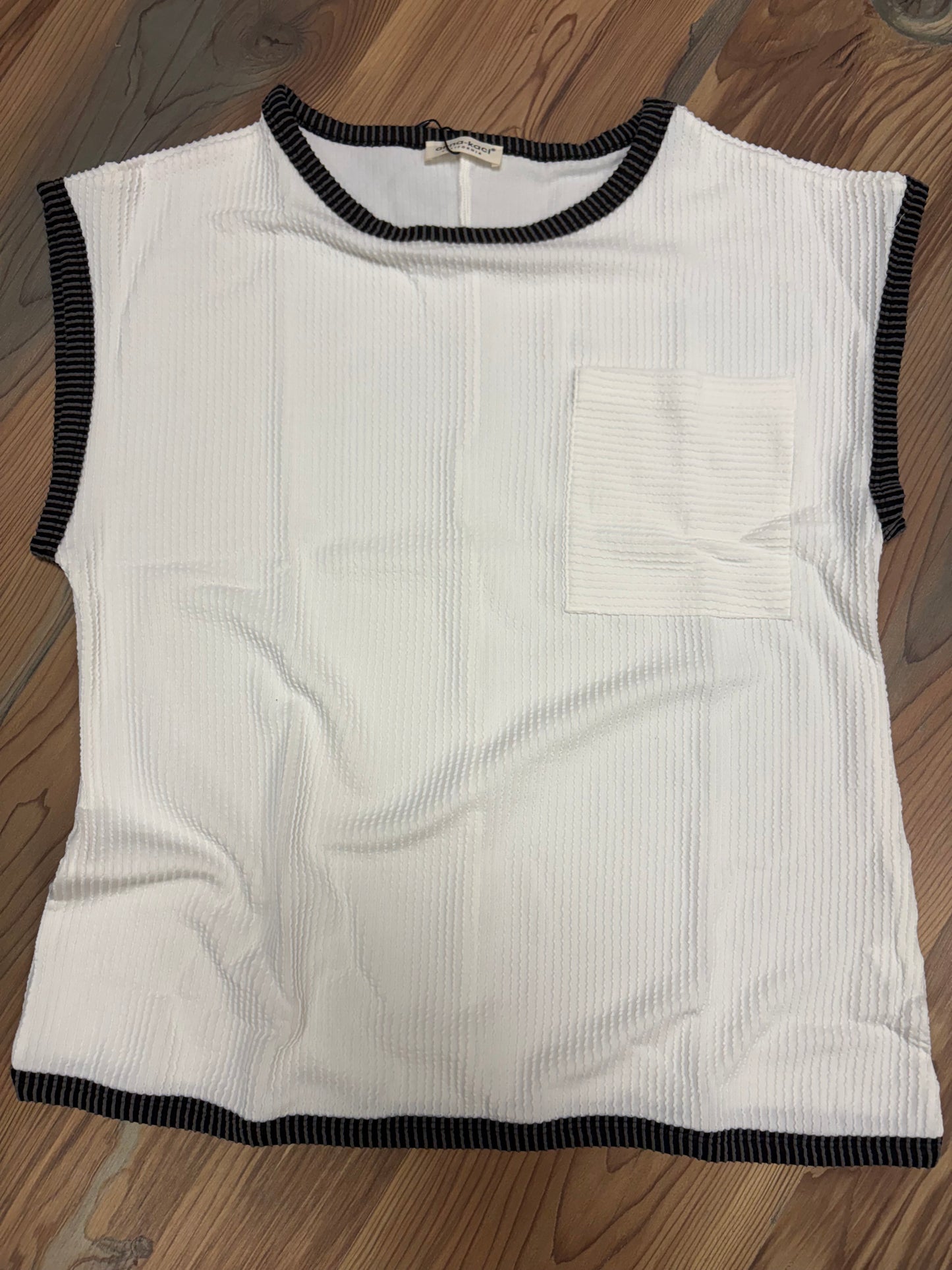 Ivory Ribbed Cap Sleeve Top