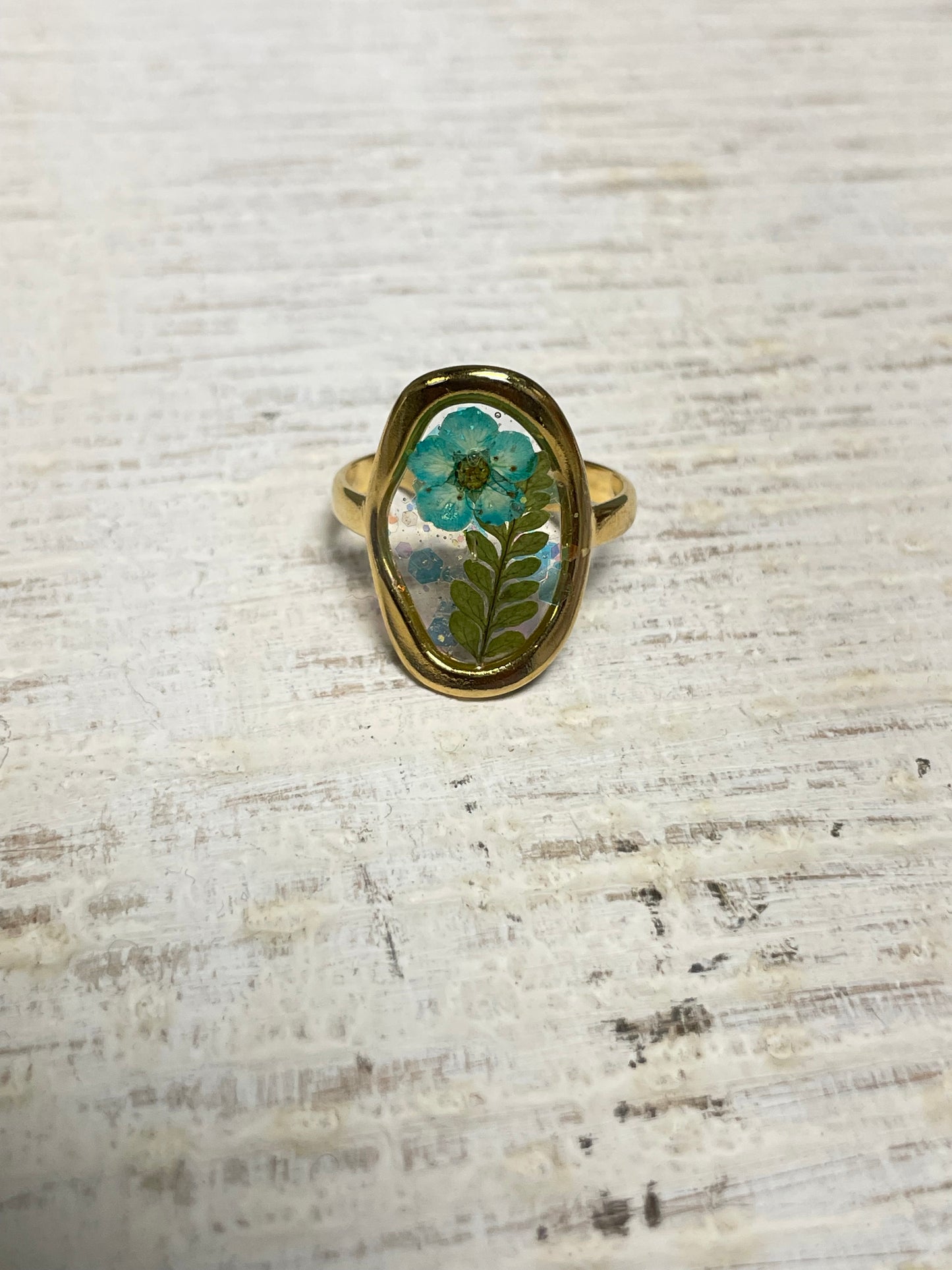 18k Stainless Flower Inlay Ring