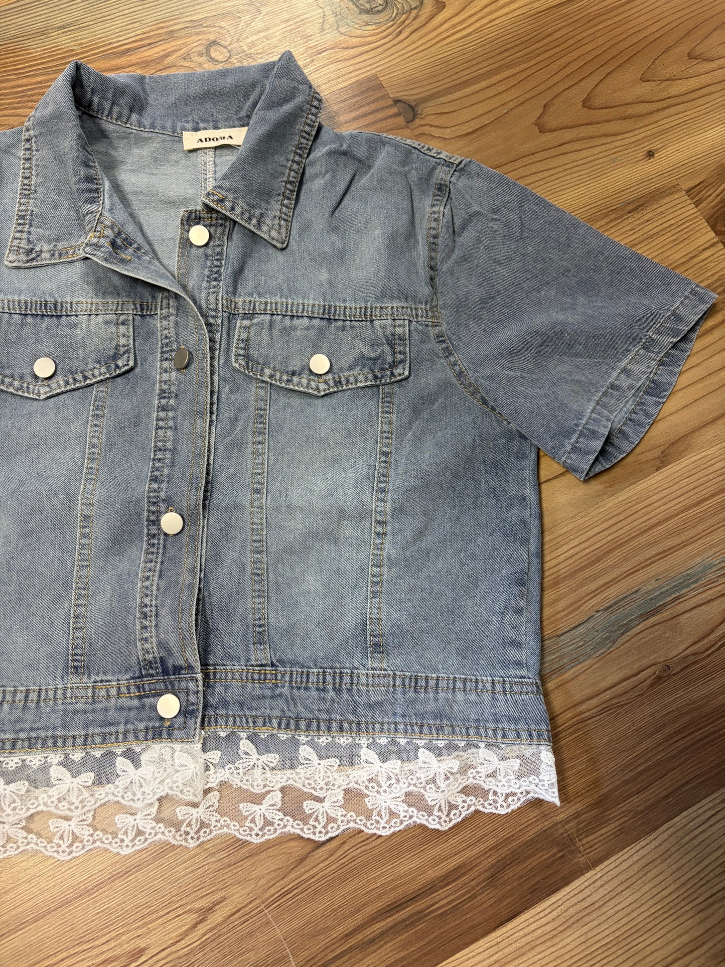 Denim Lace Short Sleeve