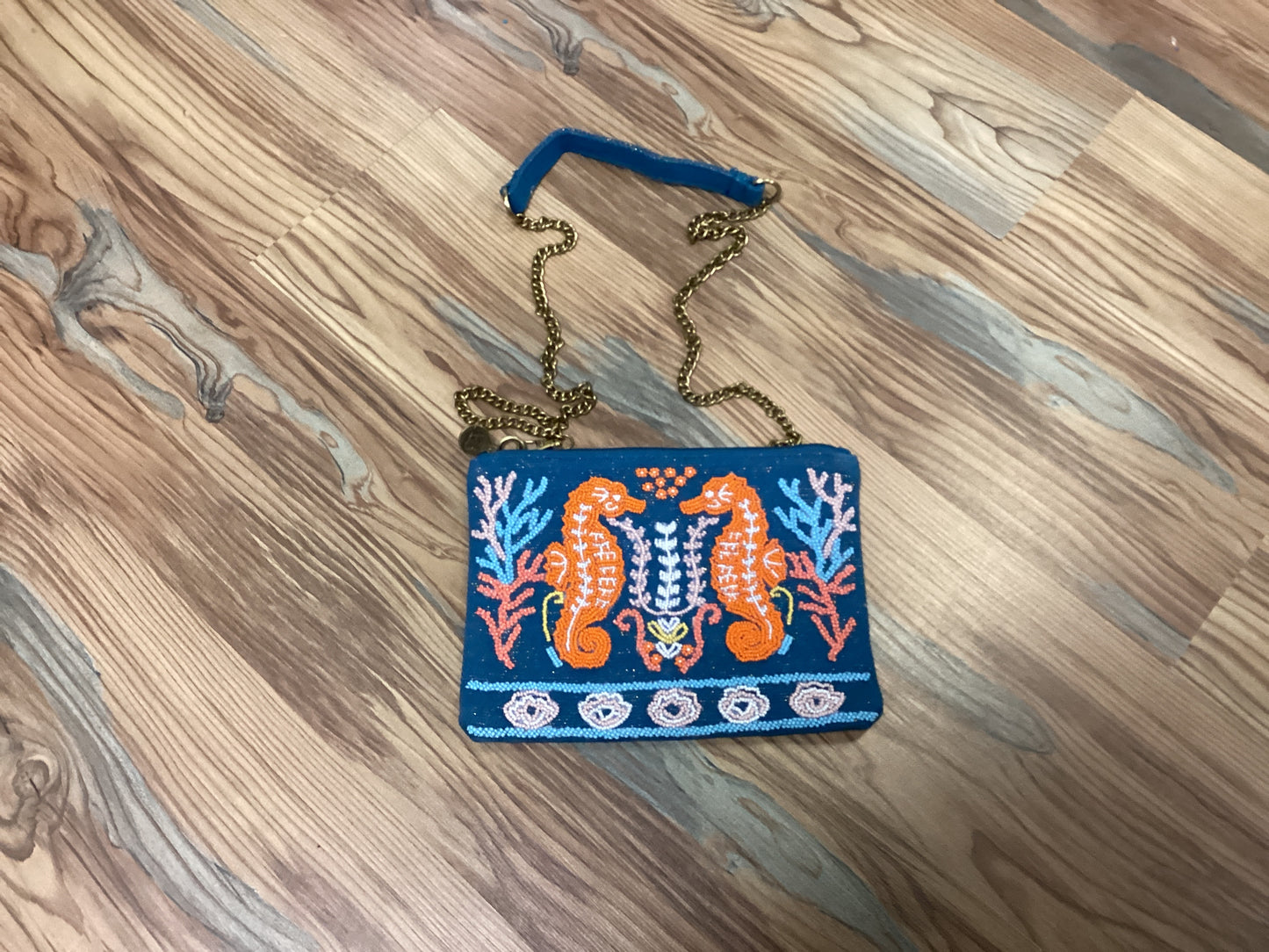 Orange Seahorse Beaded Crossbody