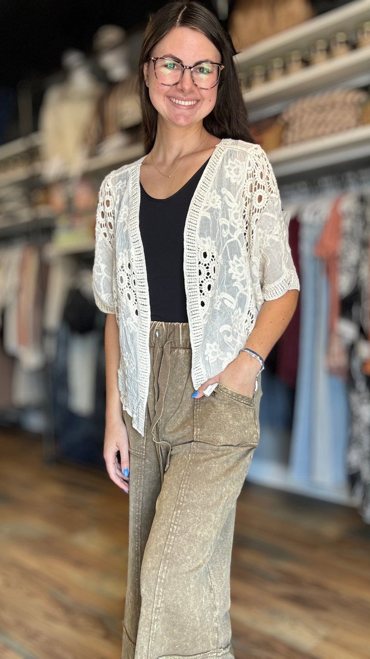 Mocha Mineral Wash Wide Leg Pants