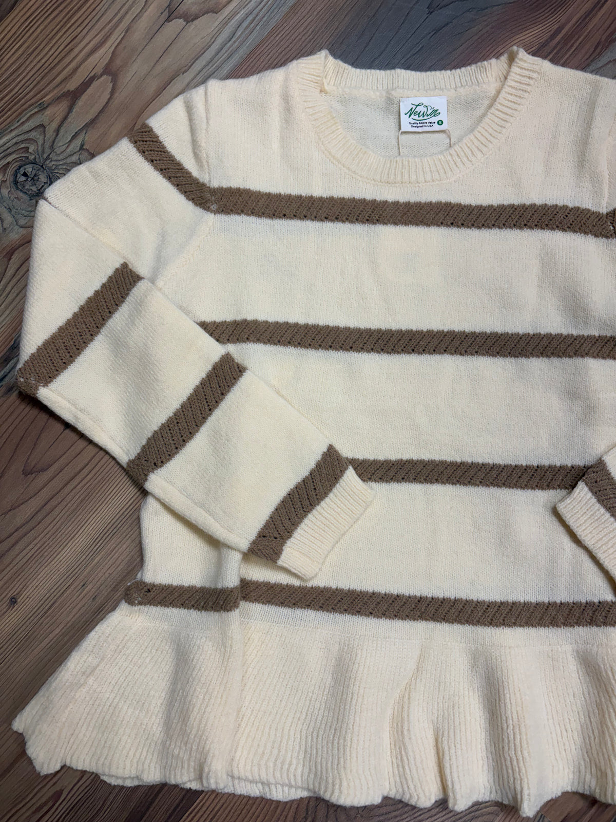 Cream Brown Ruffle Knit