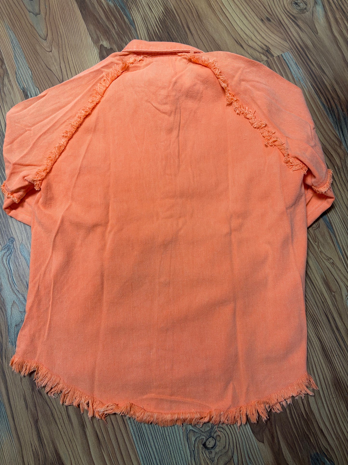 Coral Raw Hem Denim Jacket