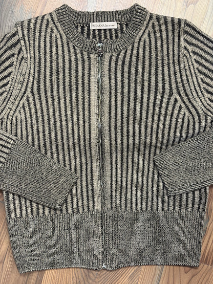Black Two Tone Zip Knit