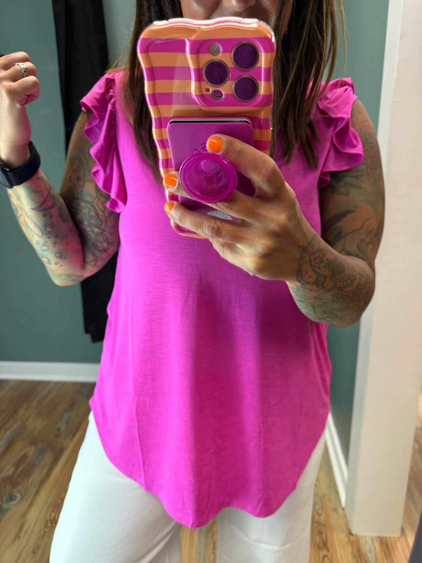 Pink Ruffle Dear Scarlett Tank