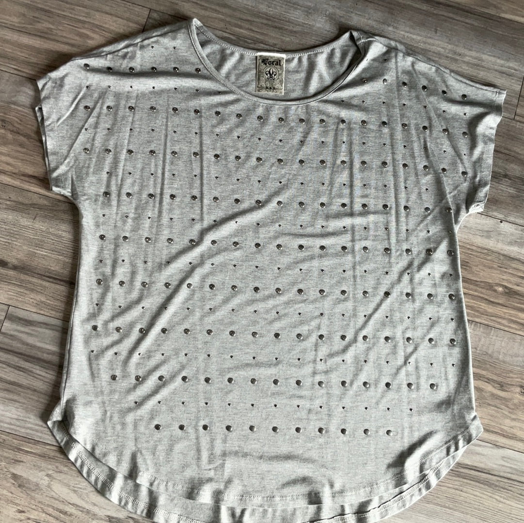 Grey Studded Short Sleeve