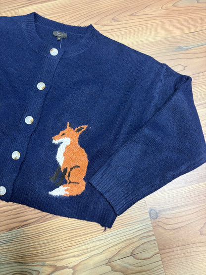 Navy Fox Knit Cardigan