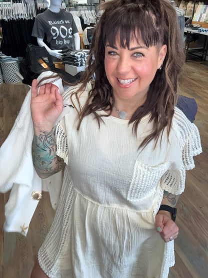 Cream Ladder Stitch Dress