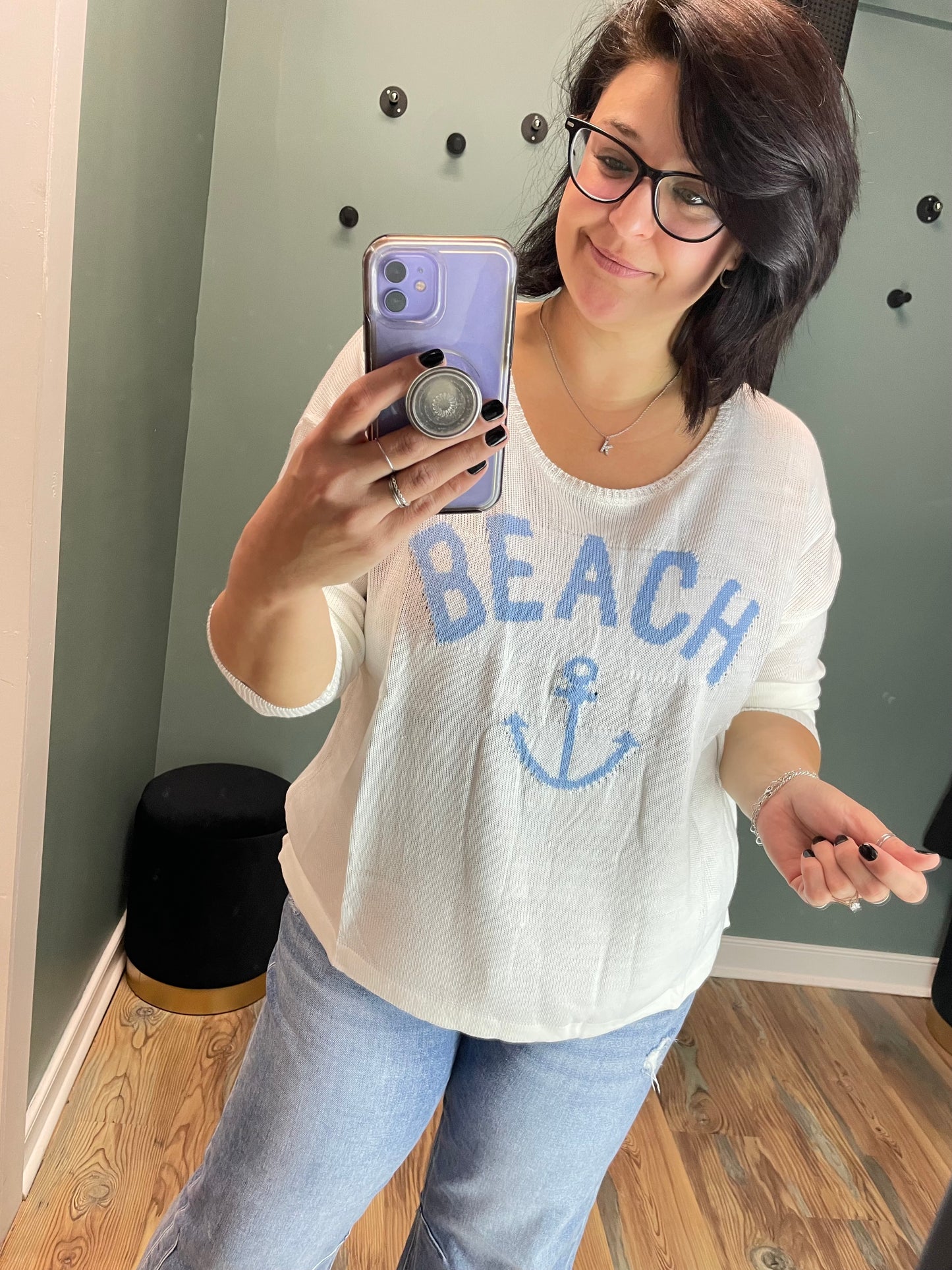 White Beach Anchor Knit
