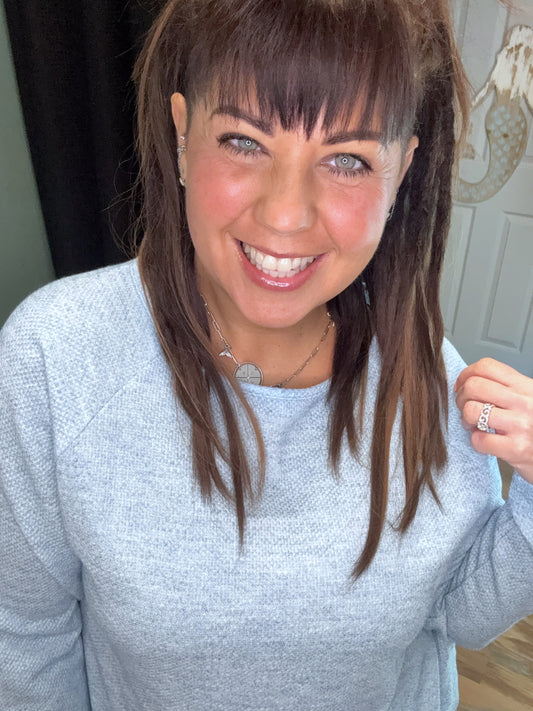 Light Blue Long Sleeve Waffle Top