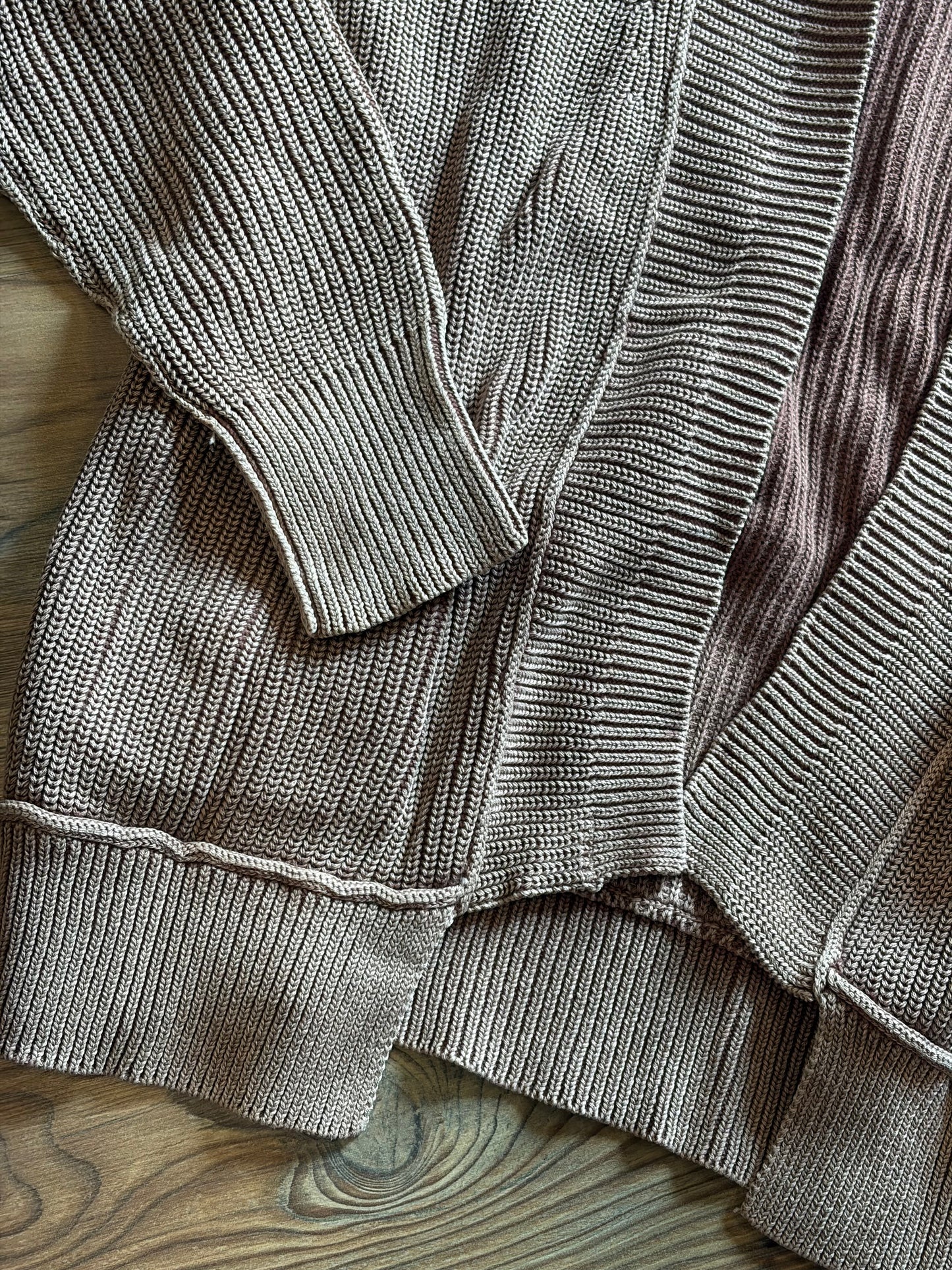 Ribbed Chestnut Open Cardigan