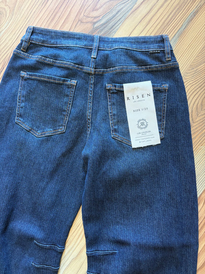 Risen Dark Wash Corded Barrel Jeans