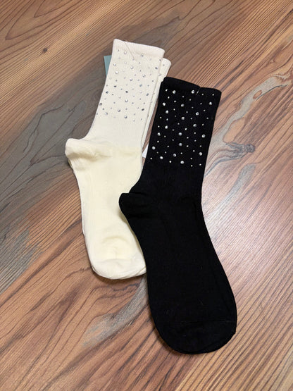 Black Rhinestone Socks