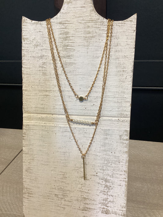 Layered Gold Pearl Necklace