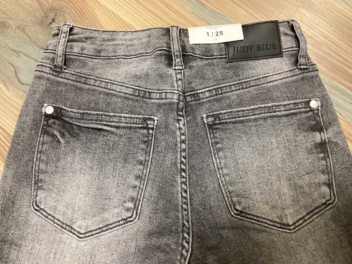 Judy Blue Grey Rhinestone Straight Jean