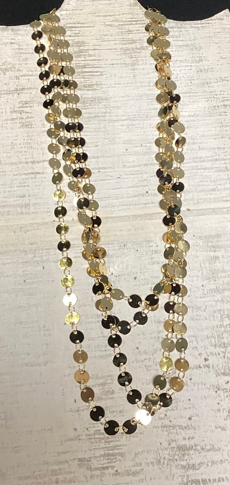 Gold Flat Discs Wrap Necklace