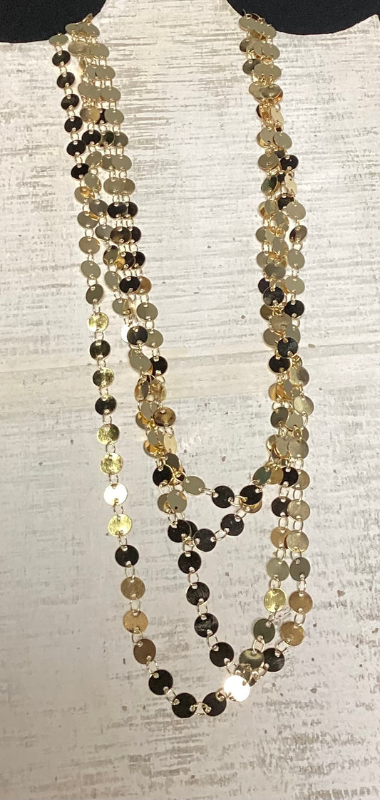 Gold Flat Discs Wrap Necklace