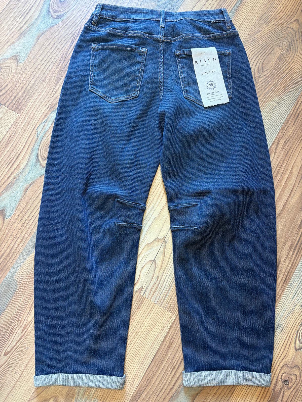 Risen Dark Wash Corded Barrel Jeans