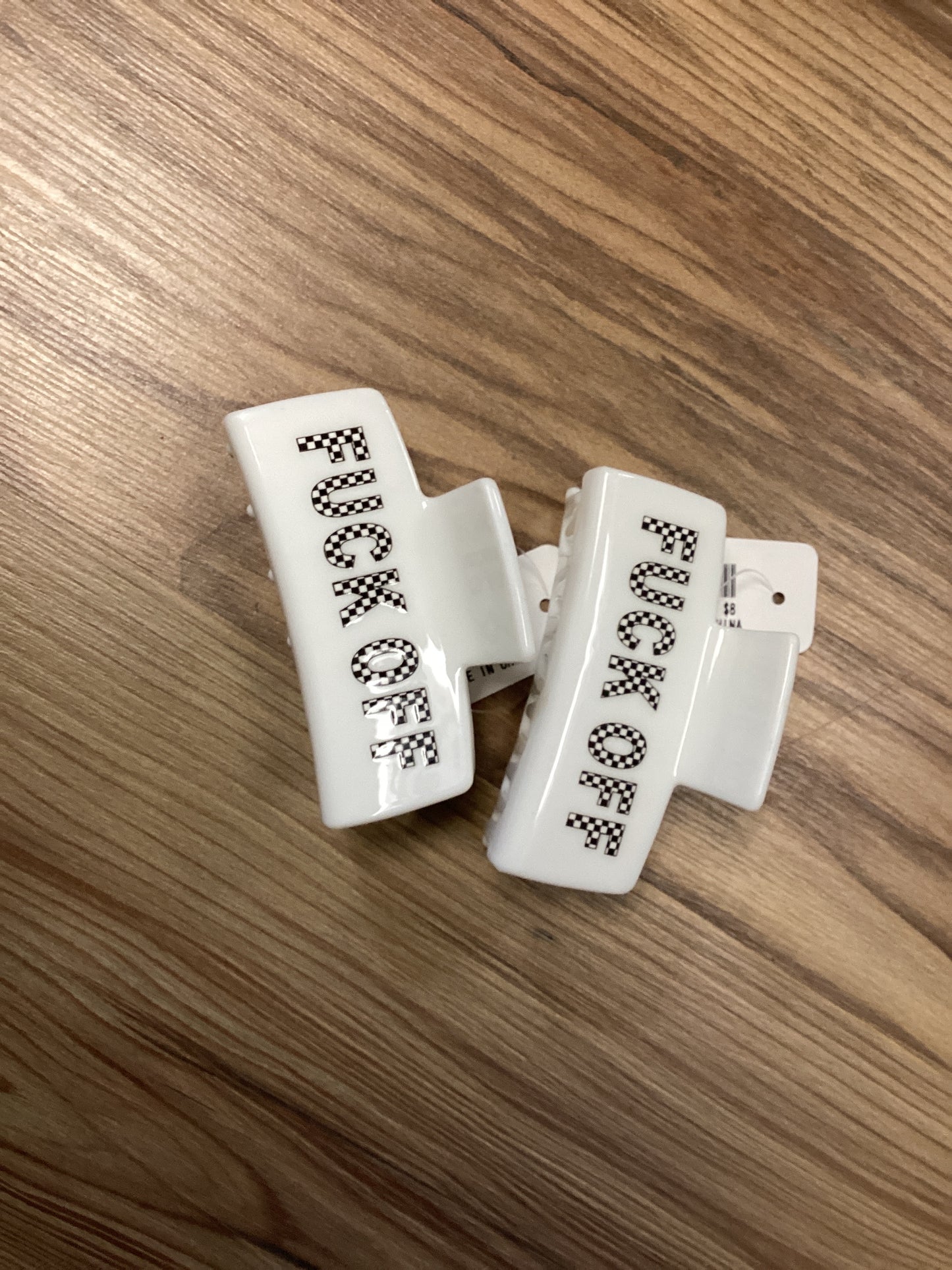 White Fuck Off Claw Clip