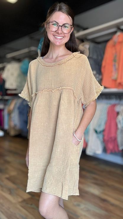 Iced Coffee Scoop Neck Dress