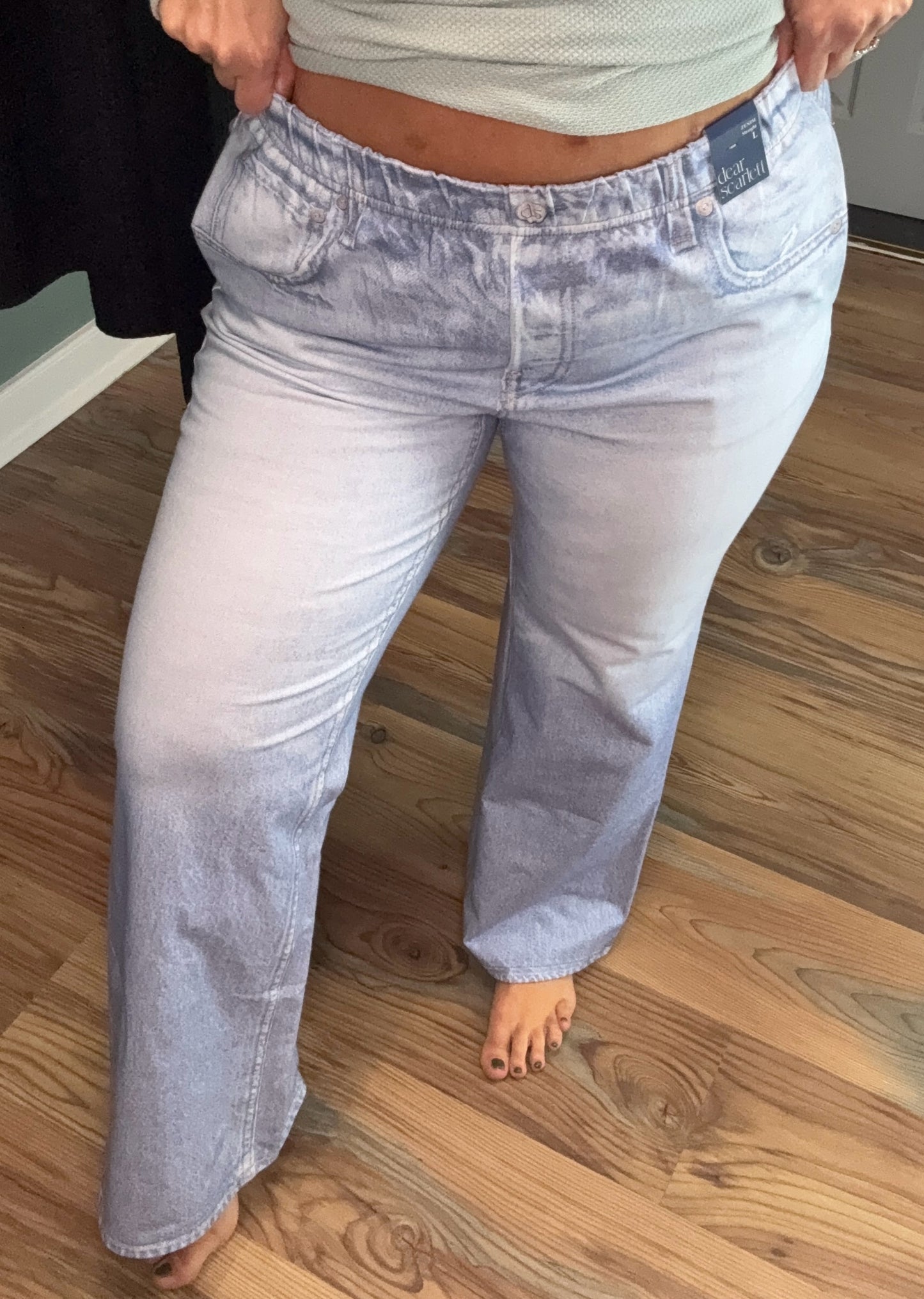 Zenim Pull On Straight Leg Light Denim