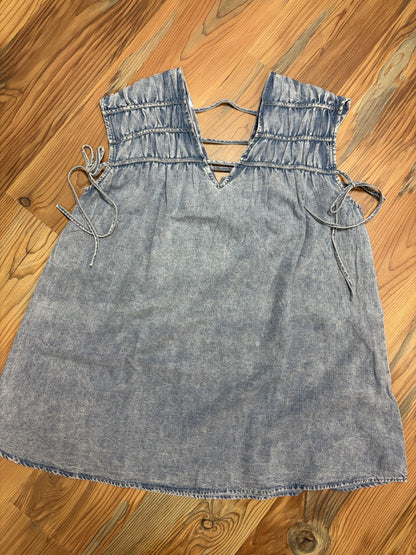 Denim V Neck Mini Dress