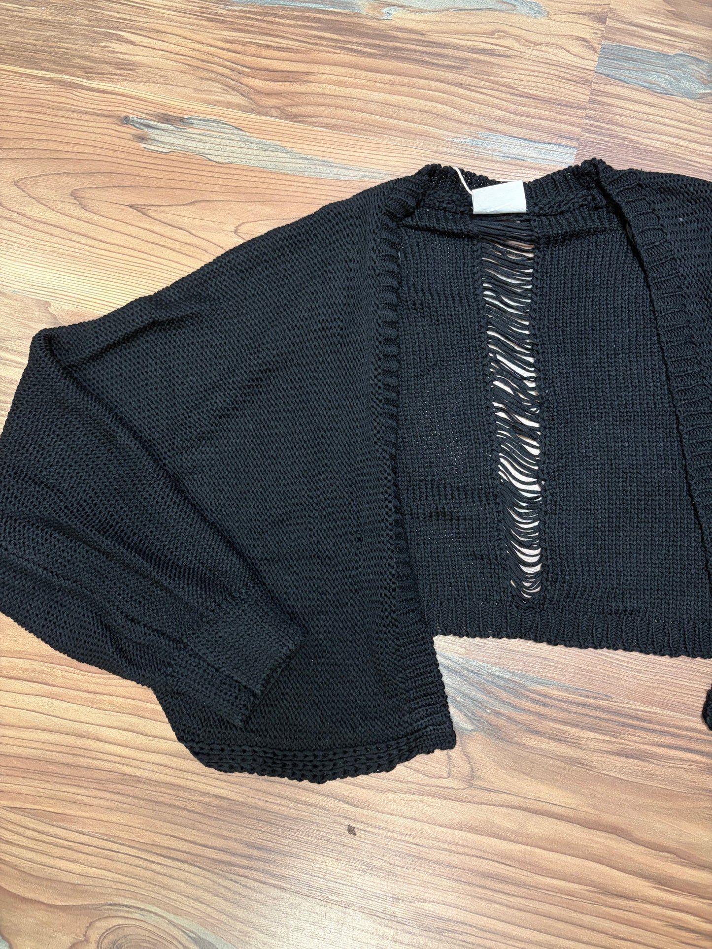 Black Cropped Knit Cardi