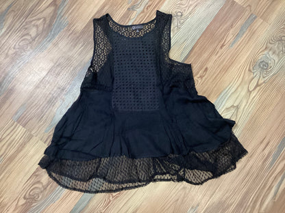 Black Lace Peplum Tank Top
