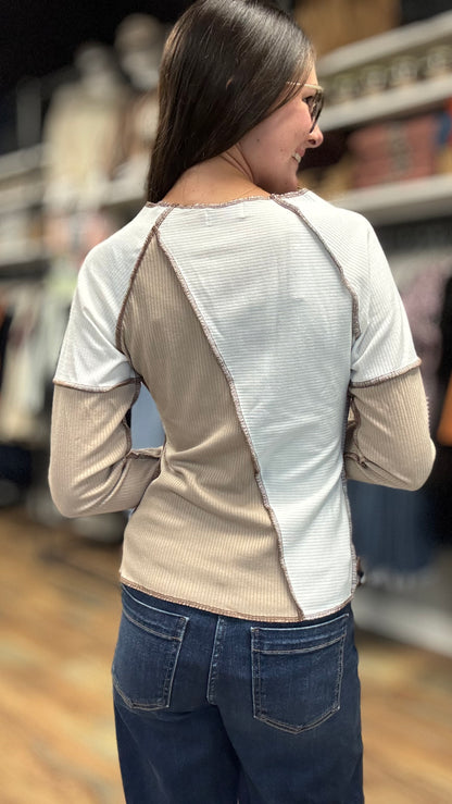 Irregular Color Block Long Sleeve