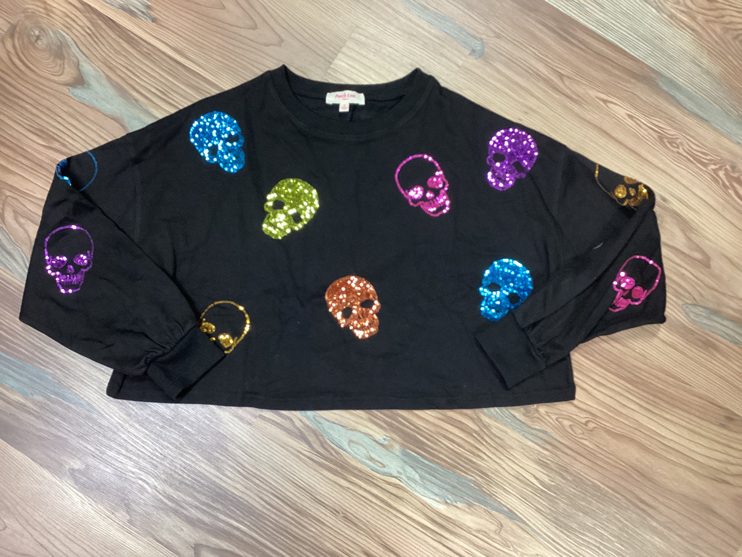 Sequin Skull Crop Knit