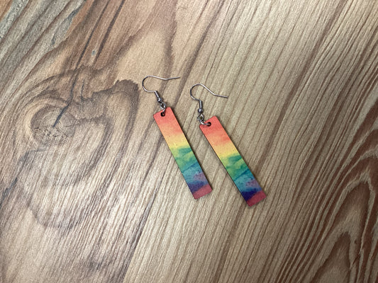 Rainbow Wood Earrings