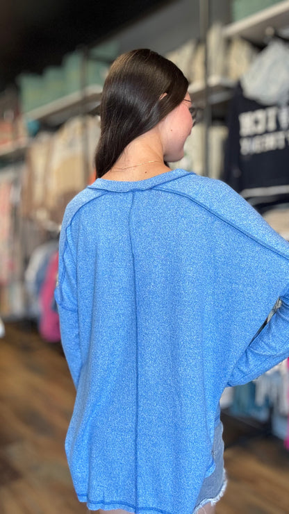 Ocean Blue Softy Hacci Long Sleeve Zenana
