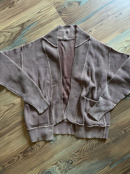 Ribbed Chestnut Open Cardigan