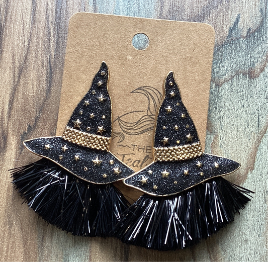 Fringed Witch Hat Earrings