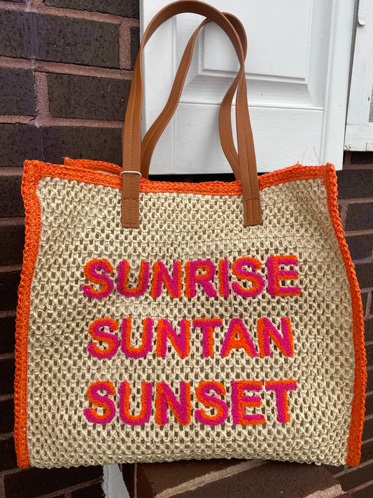 Sunrise  Straw Tote