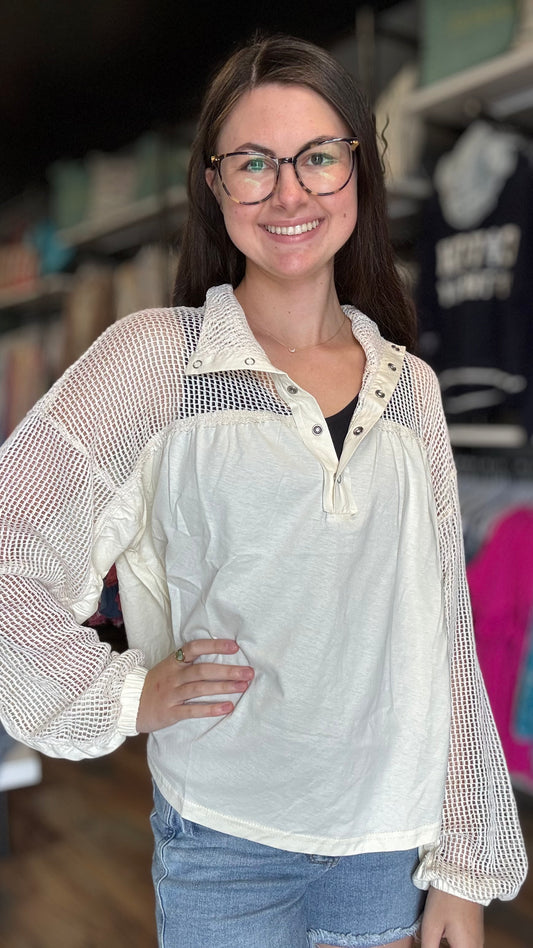 Cream Net Long Sleeve