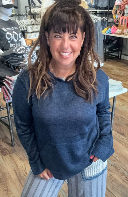 Navy Knit Hoodie