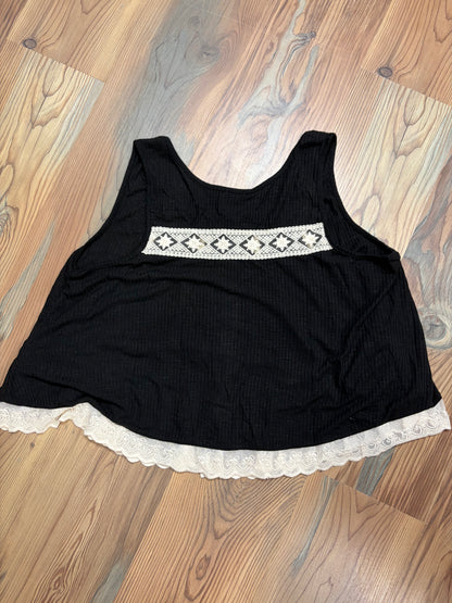 Black Cream Lace Tank POL